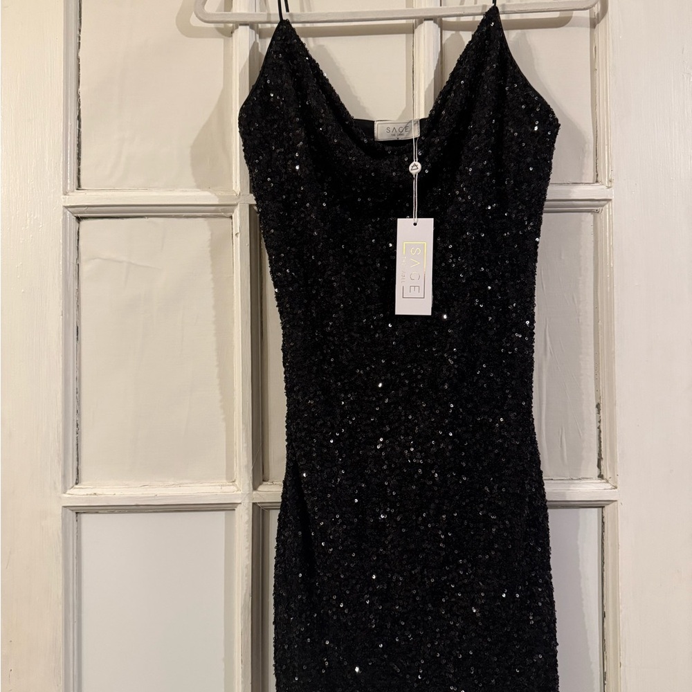 NWT Sage the label la vie Black Sequin mini Dress
